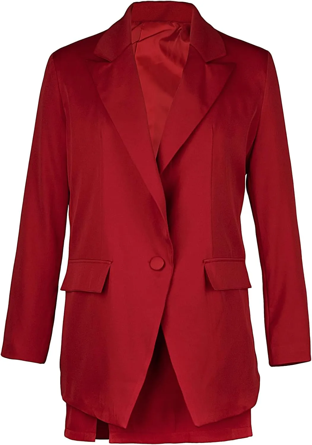 Tcremisa Women's 2 Piece Outfits Long Sleeve Lapel Blazer and Slit Mini Skirt Suit Set Office Business Suits
