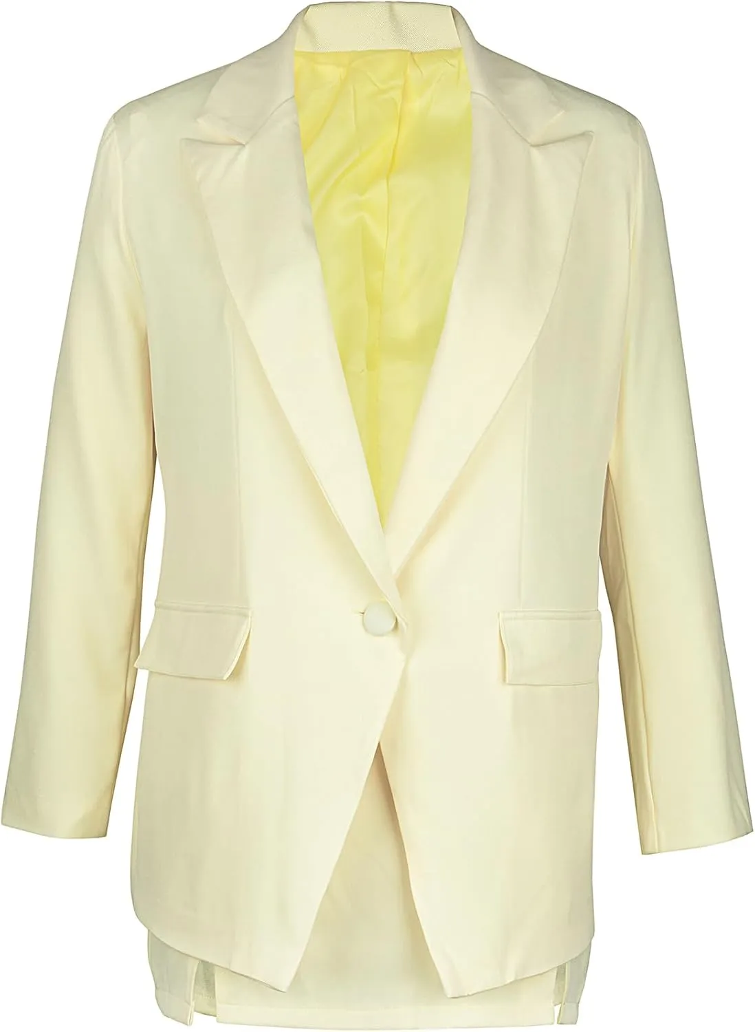 Tcremisa Women's 2 Piece Outfits Long Sleeve Lapel Blazer and Slit Mini Skirt Suit Set Office Business Suits