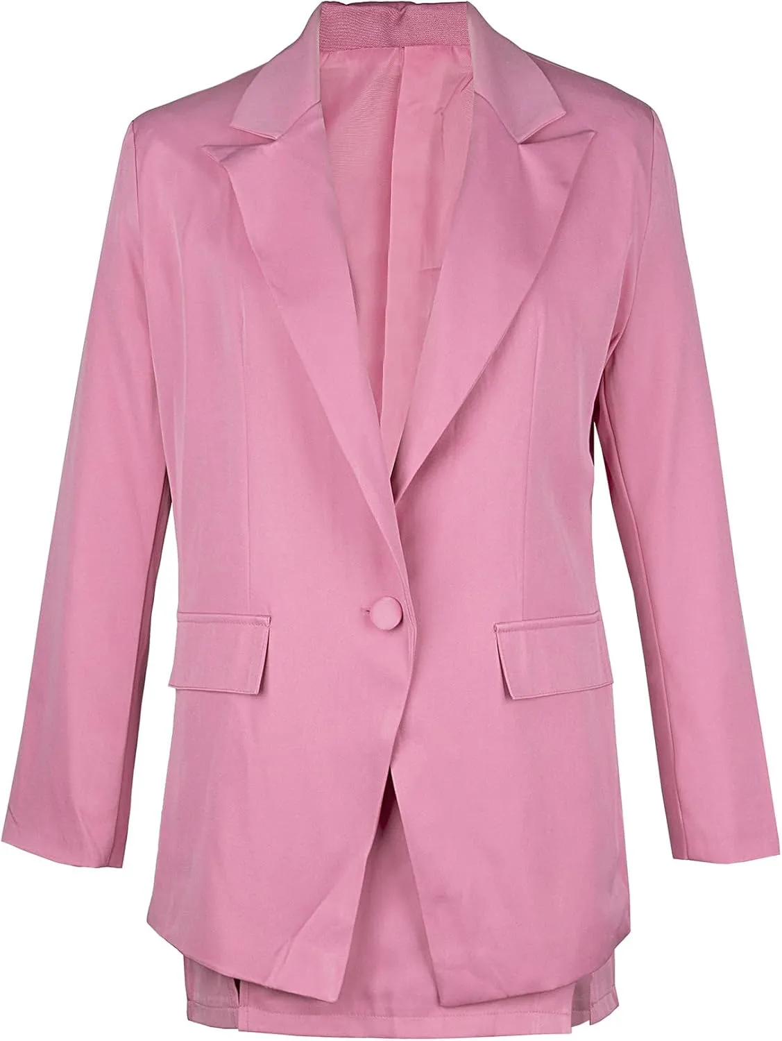 Tcremisa Women's 2 Piece Outfits Long Sleeve Lapel Blazer and Slit Mini Skirt Suit Set Office Business Suits