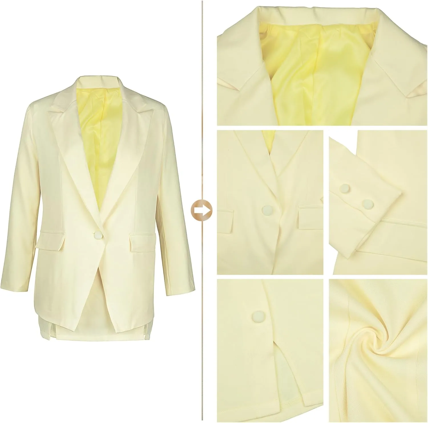 Tcremisa Women's 2 Piece Outfits Long Sleeve Lapel Blazer and Slit Mini Skirt Suit Set Office Business Suits