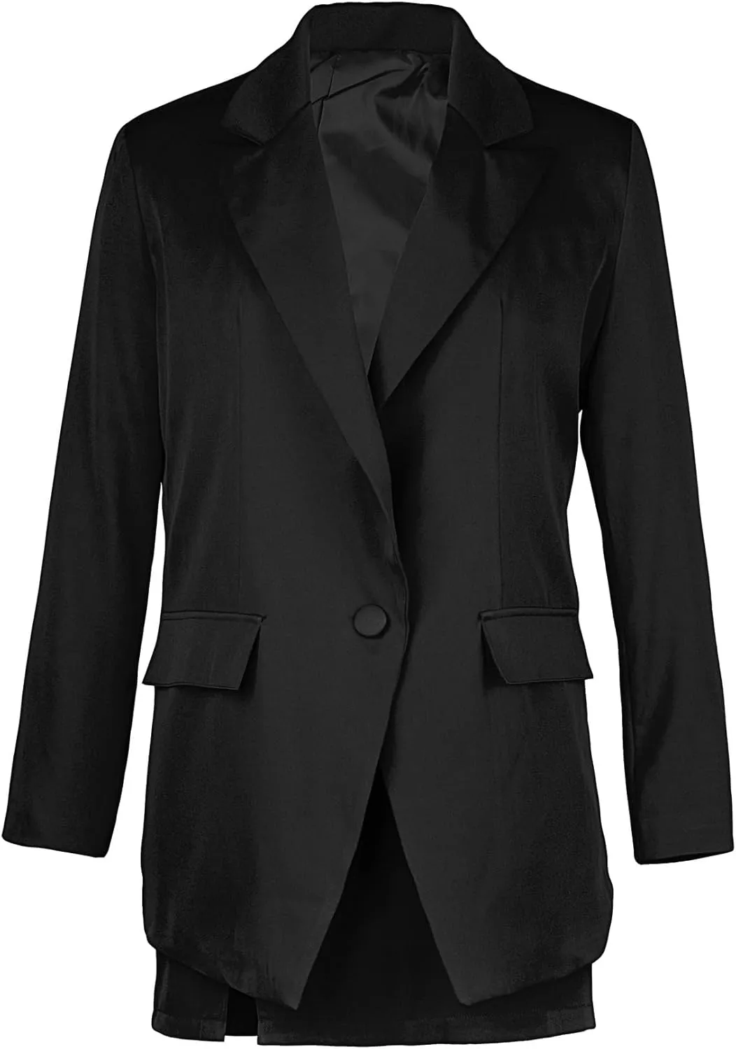 Tcremisa Women's 2 Piece Outfits Long Sleeve Lapel Blazer and Slit Mini Skirt Suit Set Office Business Suits