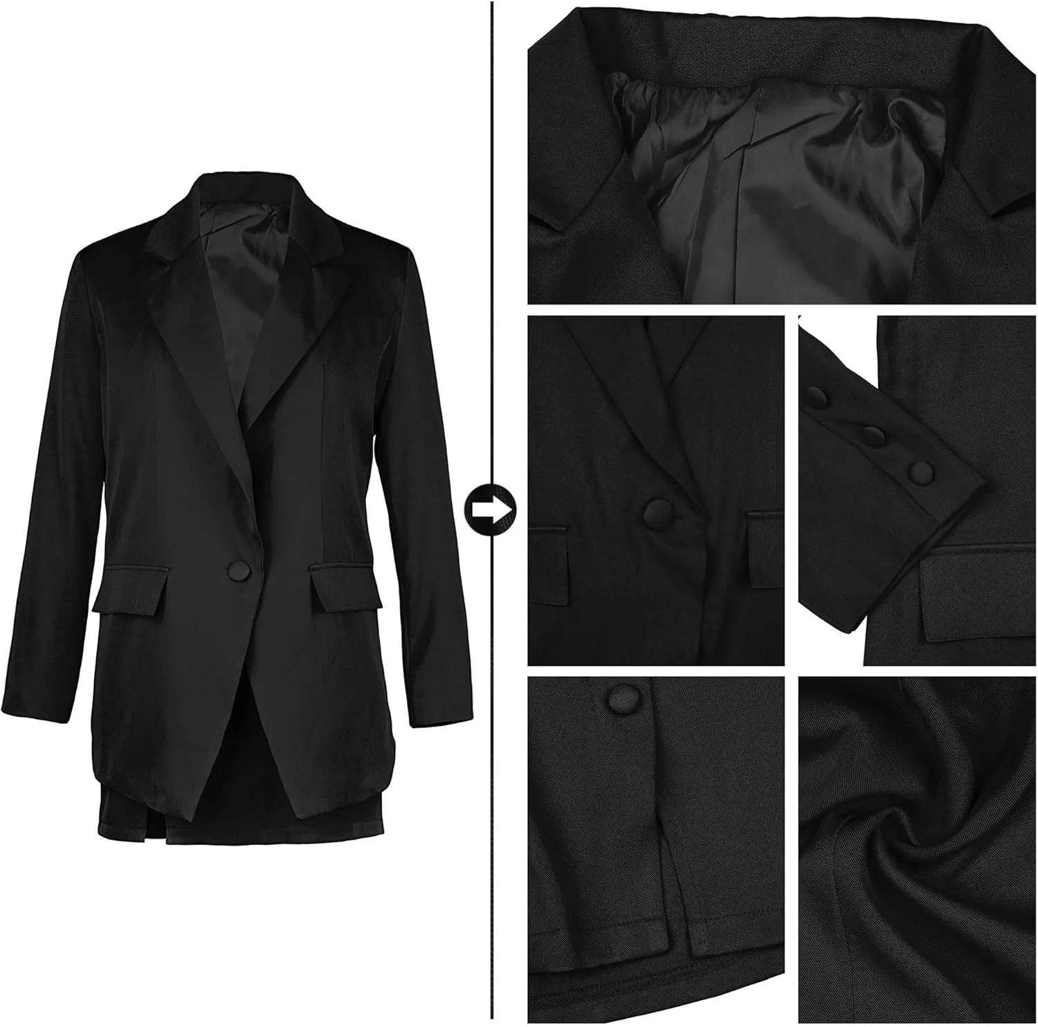 Tcremisa Women's 2 Piece Outfits Long Sleeve Lapel Blazer and Slit Mini Skirt Suit Set Office Business Suits