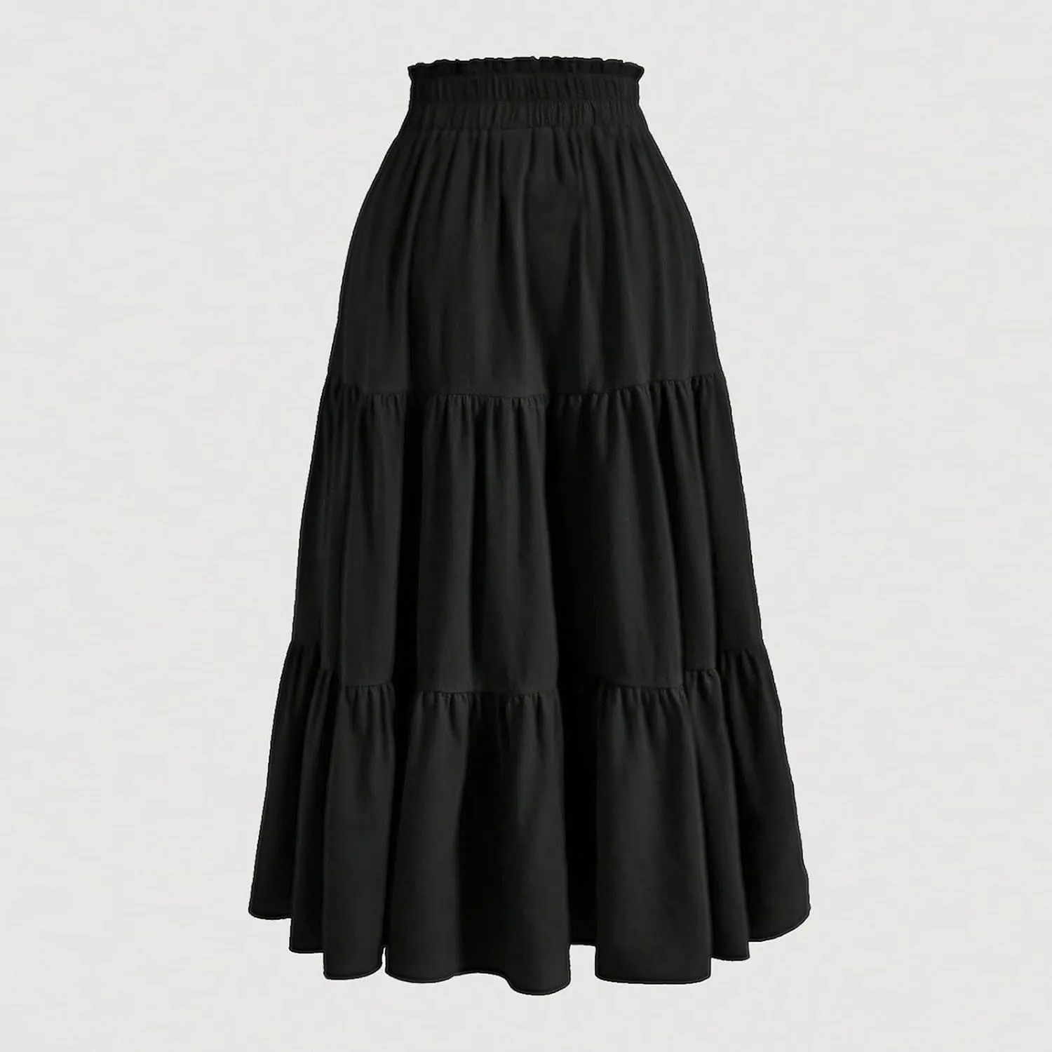 Tiered Maxi Skirts for Women Comfy Elastic High Waisted Summer Cover Ups Ruffle Hem Flowy Swing Long Skorts