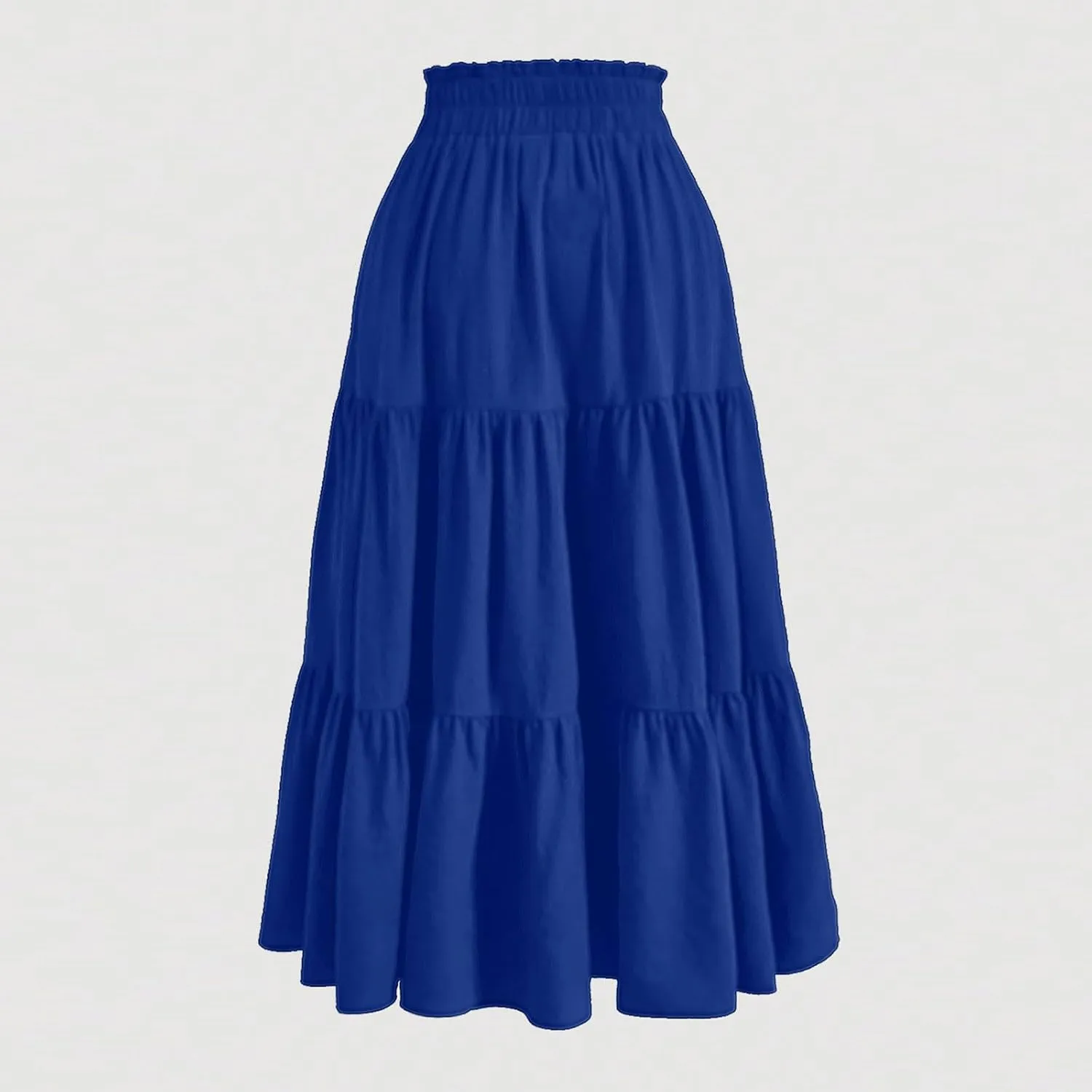 Tiered Maxi Skirts for Women Comfy Long Skorts Ruffle Hem Flowy Swing Elastic High Waisted Summer Cover Ups