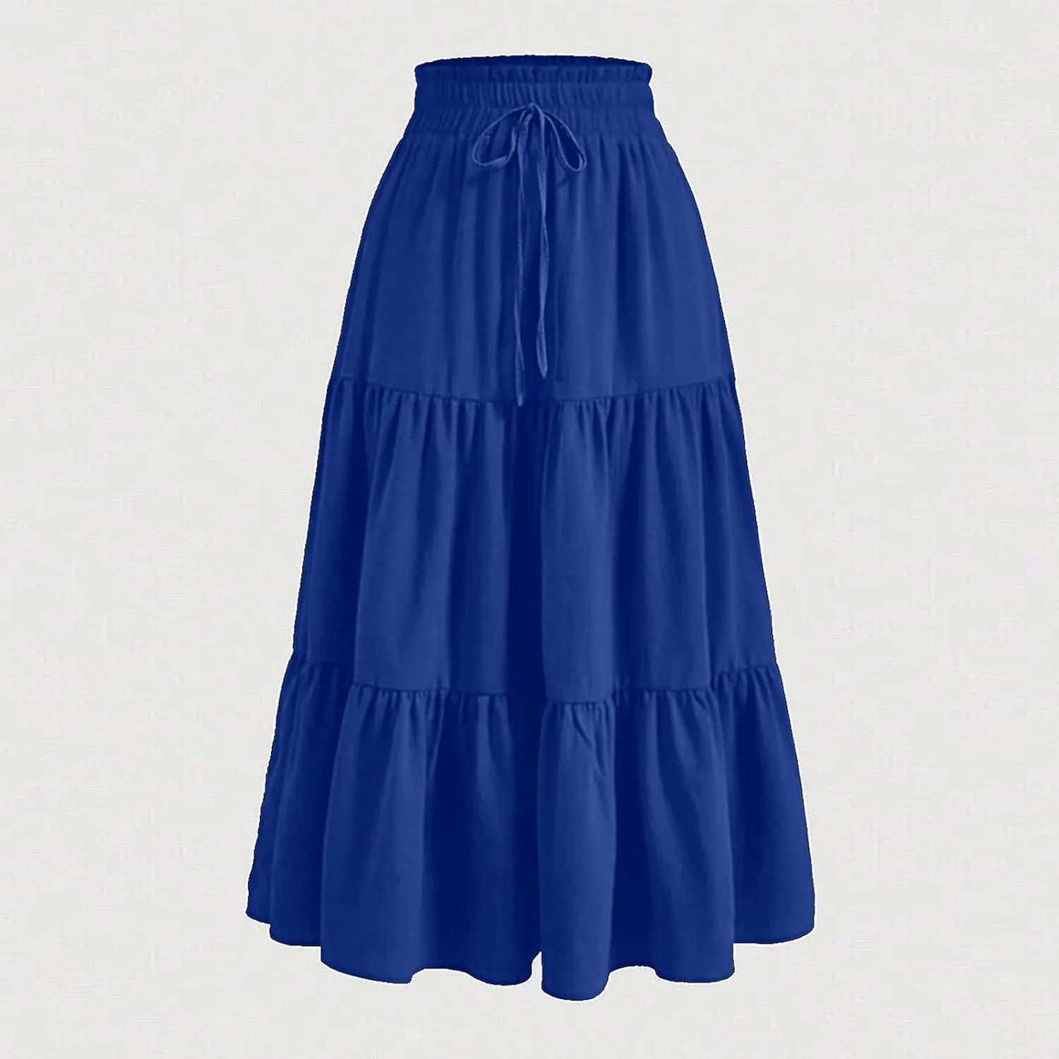 Tiered Maxi Skirts for Women Comfy Ruffle Hem Flowy Swing Elastic High Waisted Summer Cover Ups Long Skorts