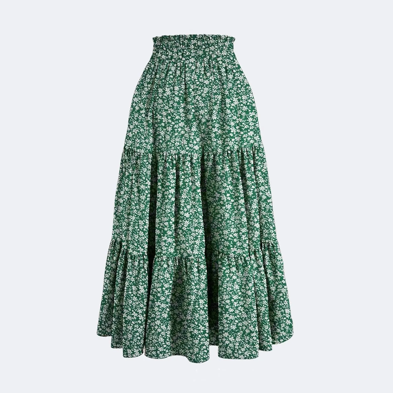 Tiered Maxi Skirts for Women Comfy Ruffle Hem Flowy Swing Long Skorts Elastic High Waisted Summer Cover Ups