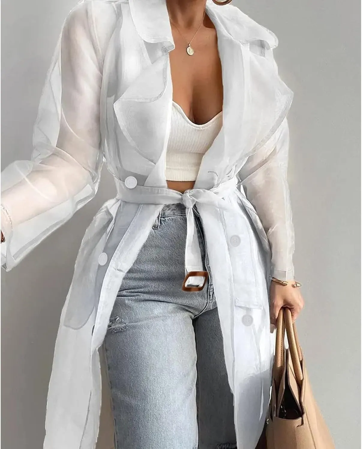 Trench Coats for Women Daily Sun Clothing Sheer Mesh Jackets Notch Lapel Double Breasted Womens Fitted Vests