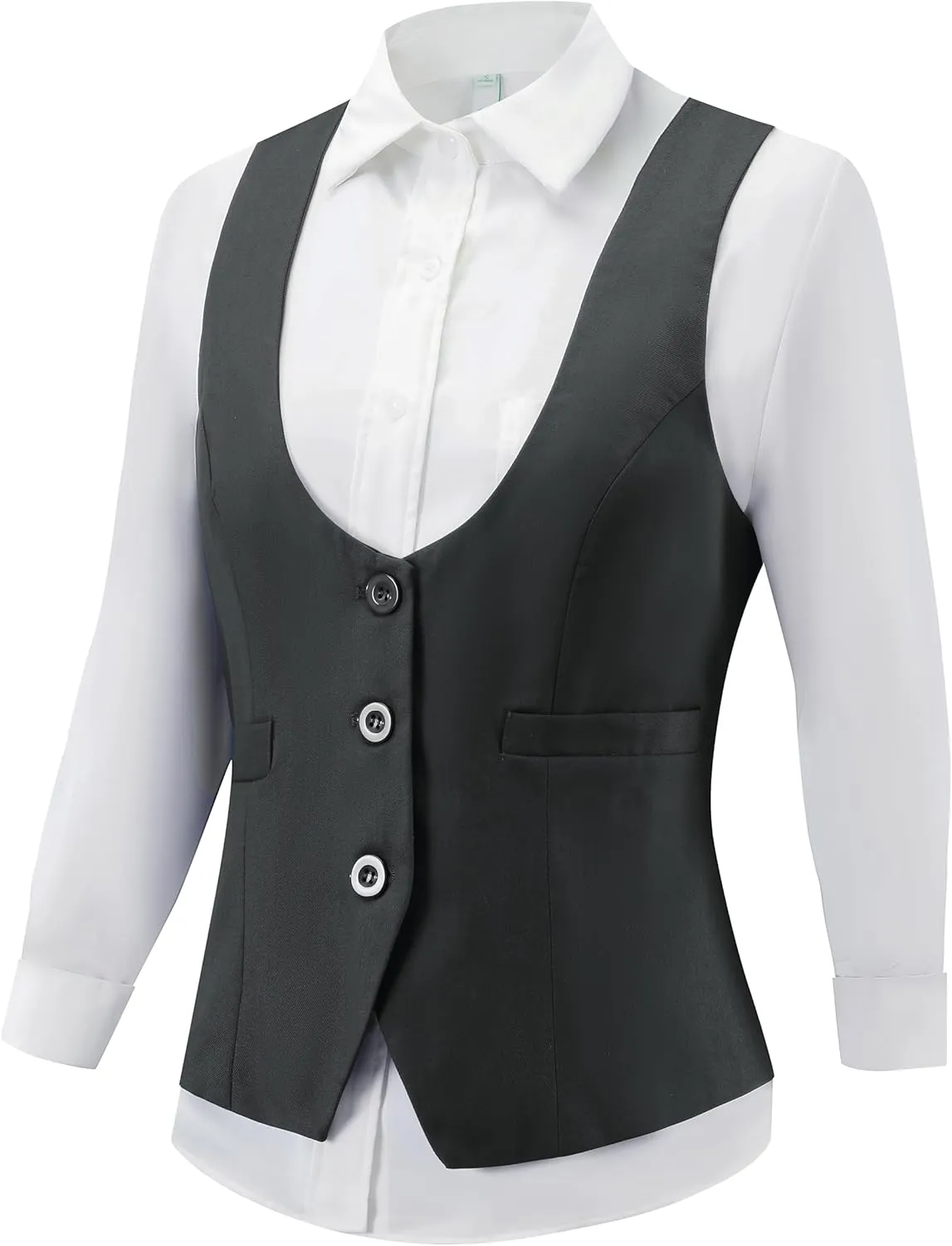 V VOCNI Suit Vest for Women Waistcoat Vintage Steampunk Dressy Casual Racerback Vest Jacket
