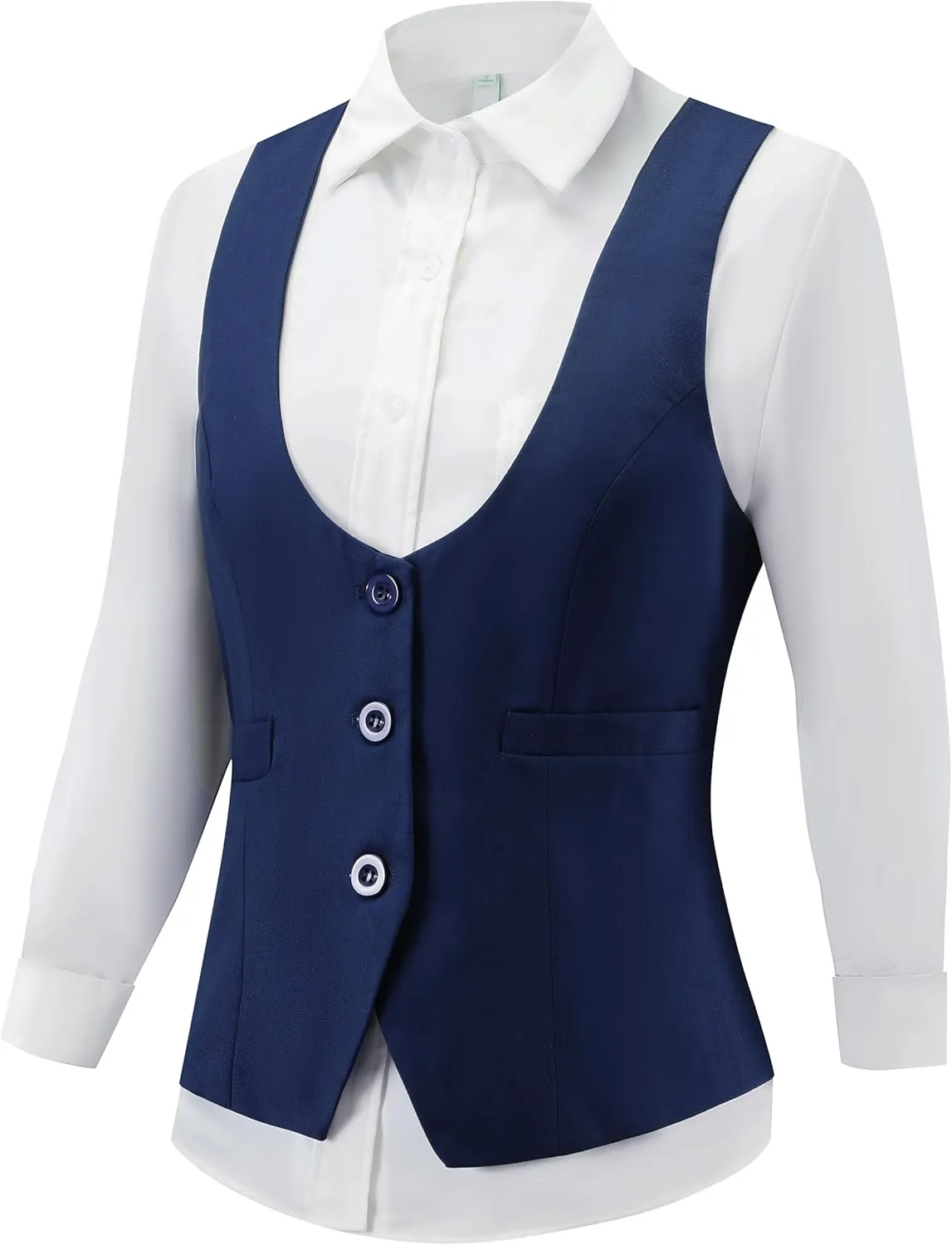 V VOCNI Suit Vest for Women Waistcoat Vintage Steampunk Dressy Casual Racerback Vest Jacket