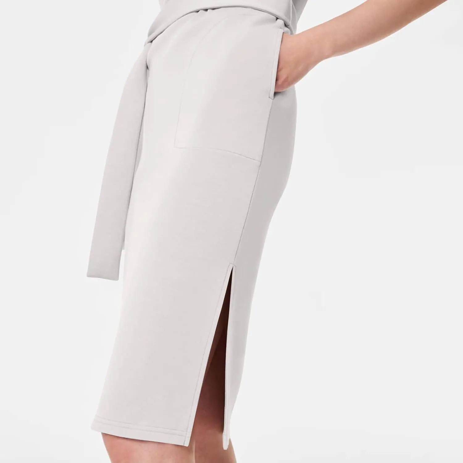 Women Air Essentials Tie Waist Tank Dress Summer Sleeveless Midi Dresses Casual Split Pencil Dress with Pockets