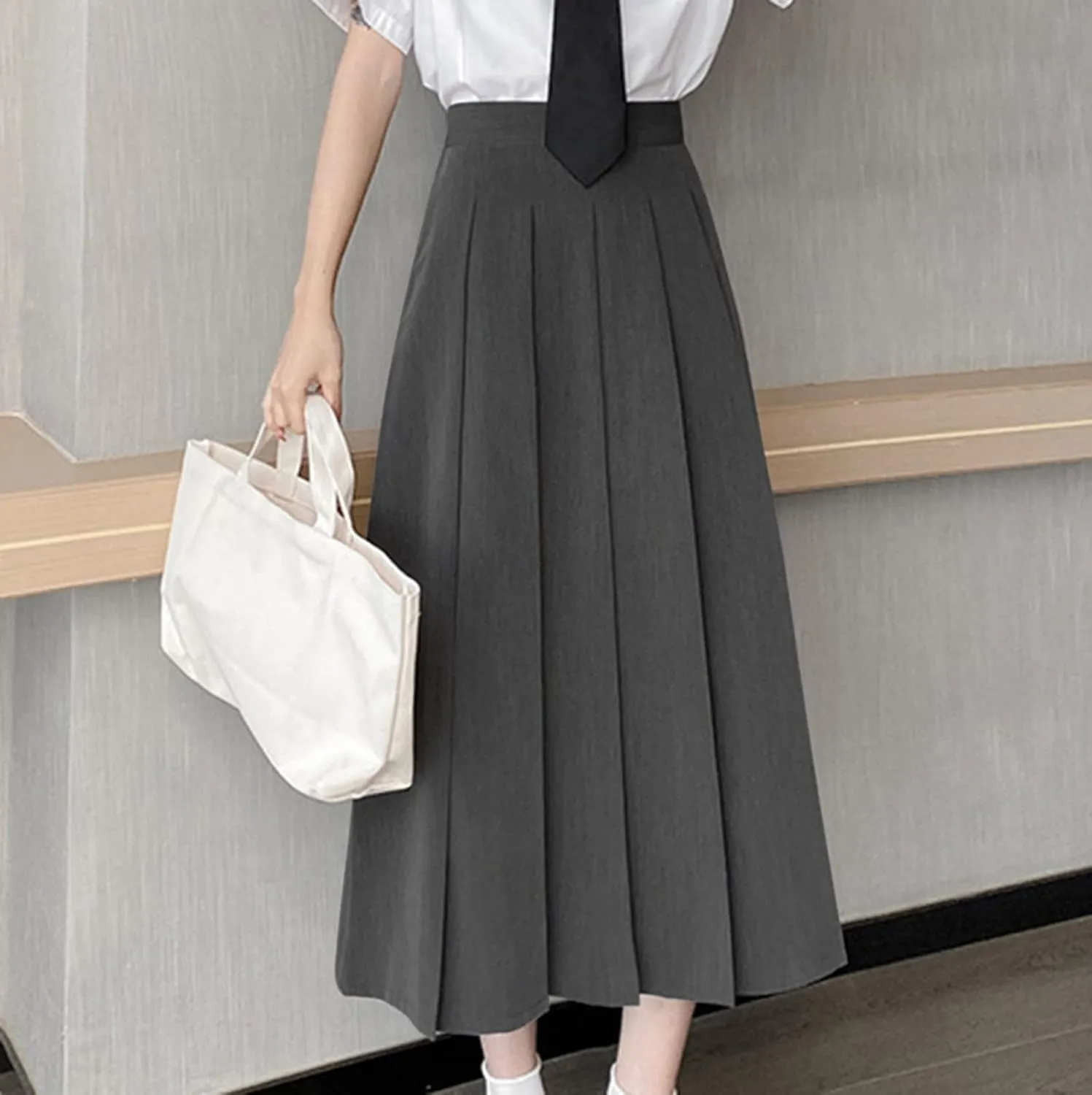Women Girls Long High Waist Plain Pleated Skirt Skater Tennis School Uniform A-line Midi Skirts 2025 Trendy Skirts