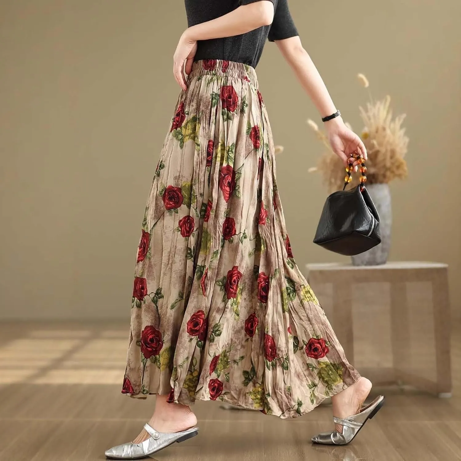 Women Linen Skort for Women Loose Fit Oversized Plain Maxi Long Skirt 2025 Y2K