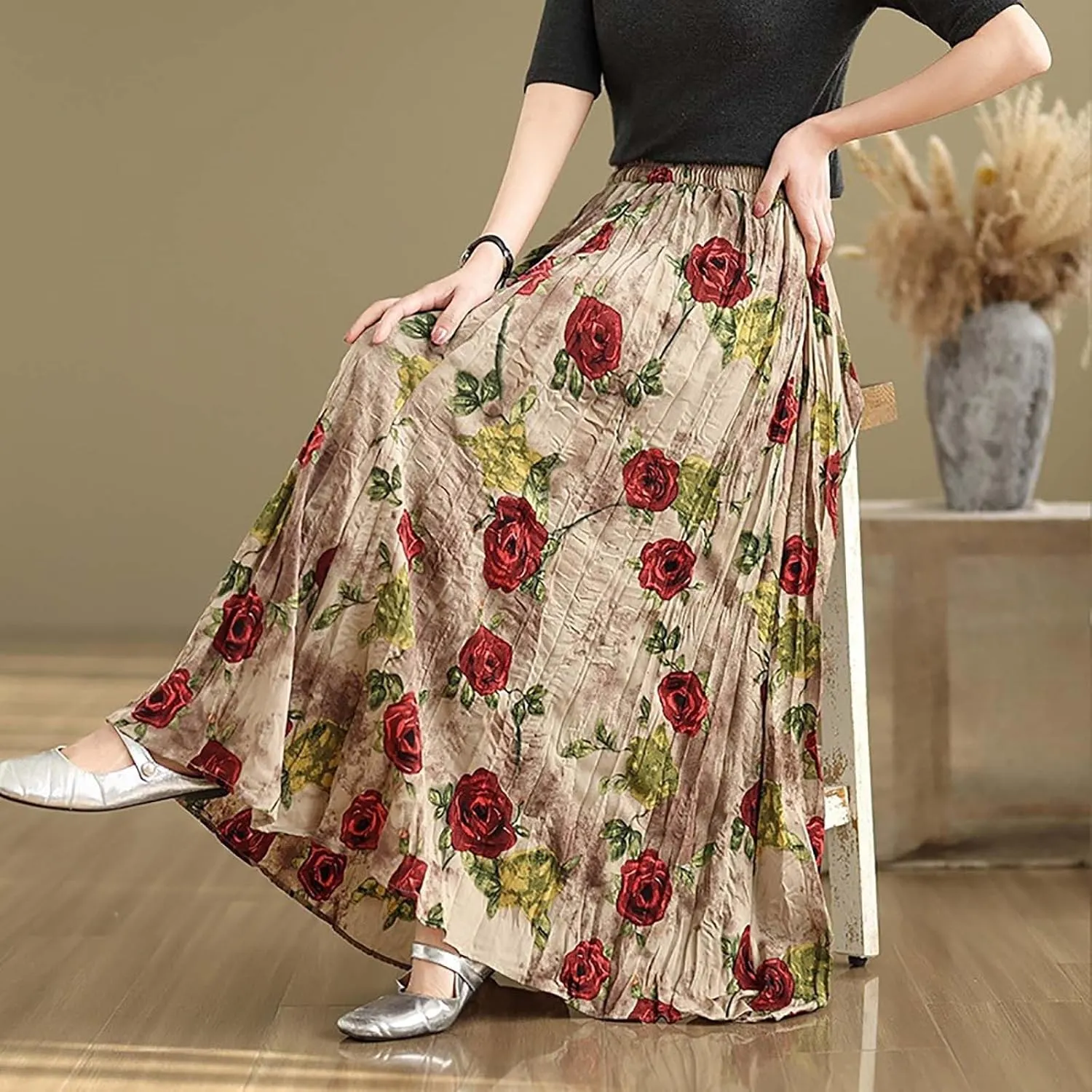 Women Linen Skort for Women Loose Fit Oversized Plain Maxi Long Skirt 2025 Y2K