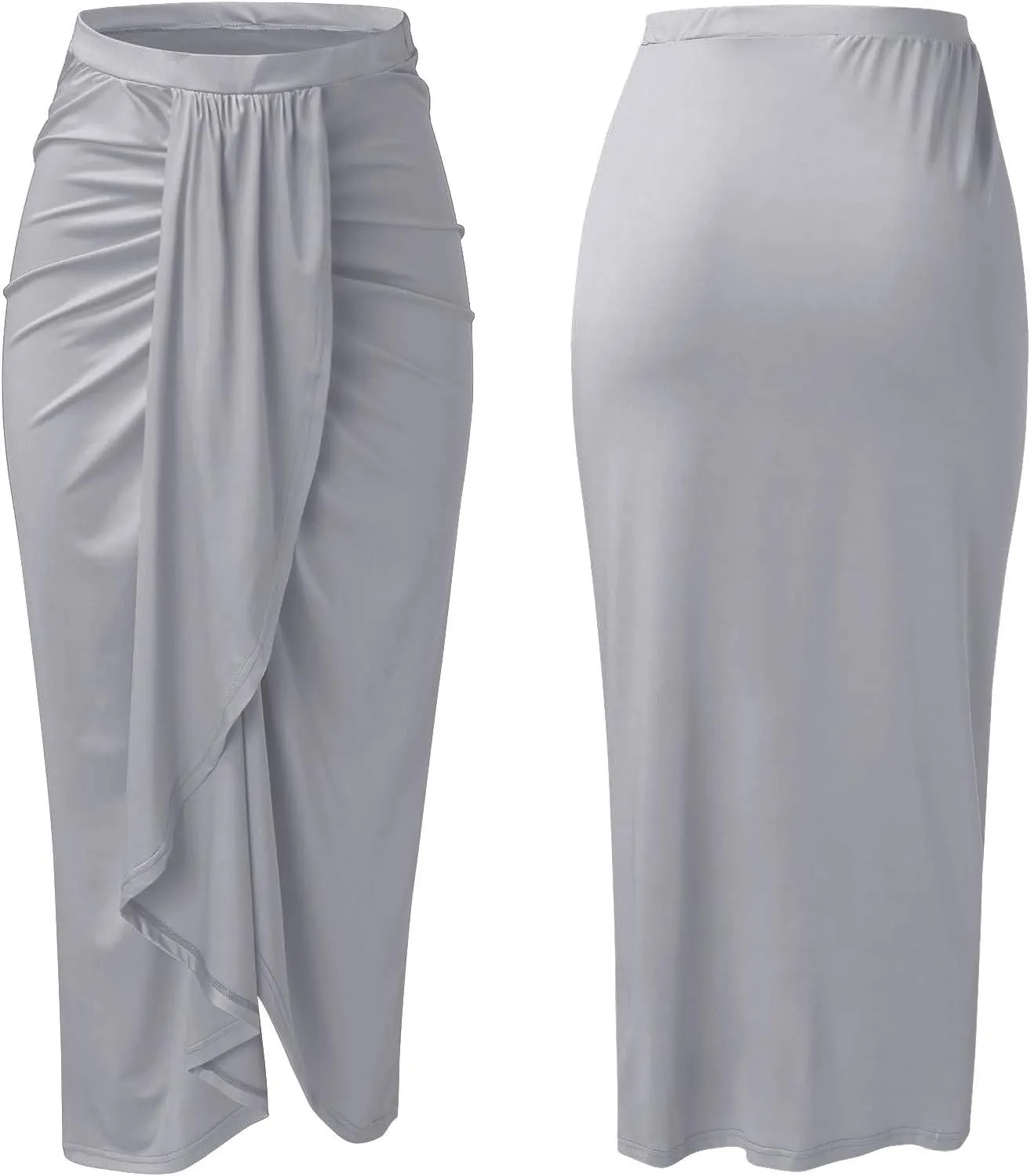 Women Maxi Long Skirt Beach Skirt Maxi Solid Draped Slit High Elastic Women's Casual Skirt Wrap Tennis Skirt