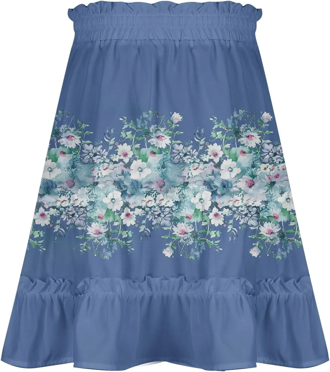 Women Summer Boho Floral Skirts 2025 Trendy Beach Mini Skirt Elastic Waist Tiered Ruffle Pleated Skirts