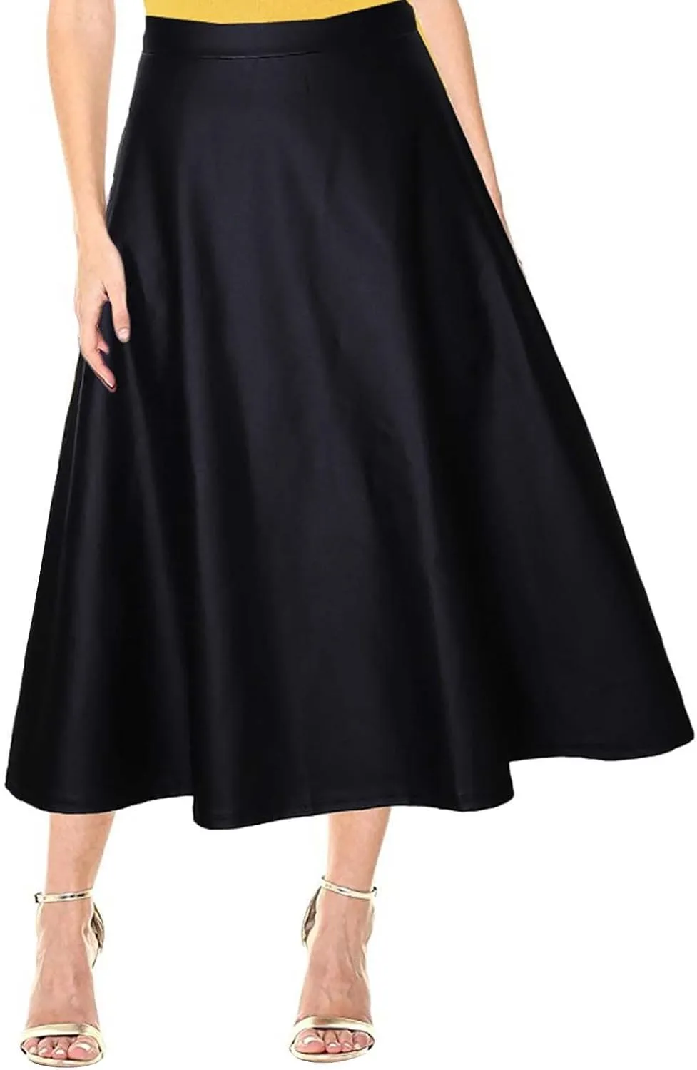 Women's Black High Waist Pu Leather in The Long A Line Skirt Black High Waist Midi Skirt Pleated Loose Plus Size Skirt
