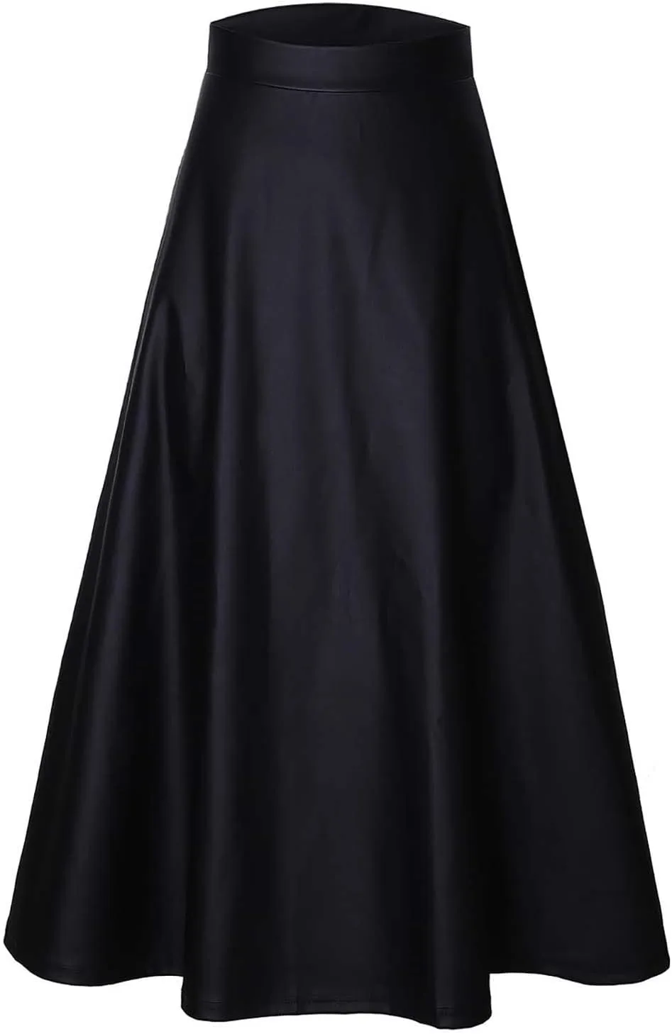 Women's Black High Waist Pu Leather in The Long A Line Skirt Black High Waist Midi Skirt Pleated Loose Plus Size Skirt