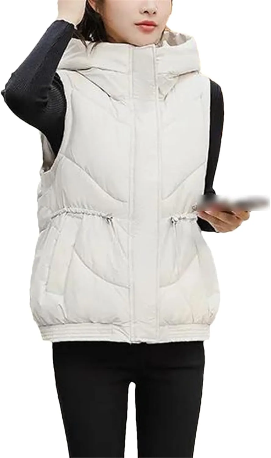 Womens Cotton Vests Autumn Winter Hooded Jacket Padded Puffer Parkas Women Sleeveless Waistcoat Down Cotton Jackets