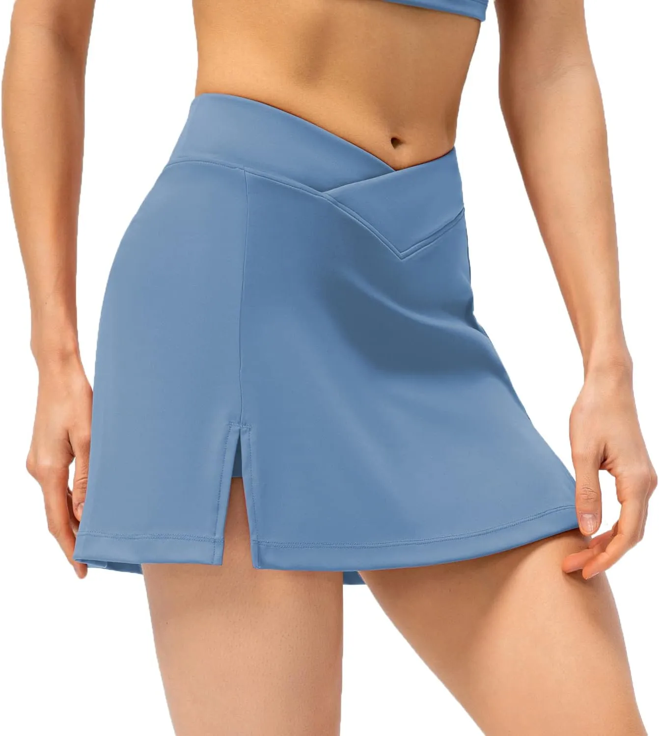 Women's Cross Waist Tennis Skirts with Pockets Shorts High Waist Athletic Golf Skorts