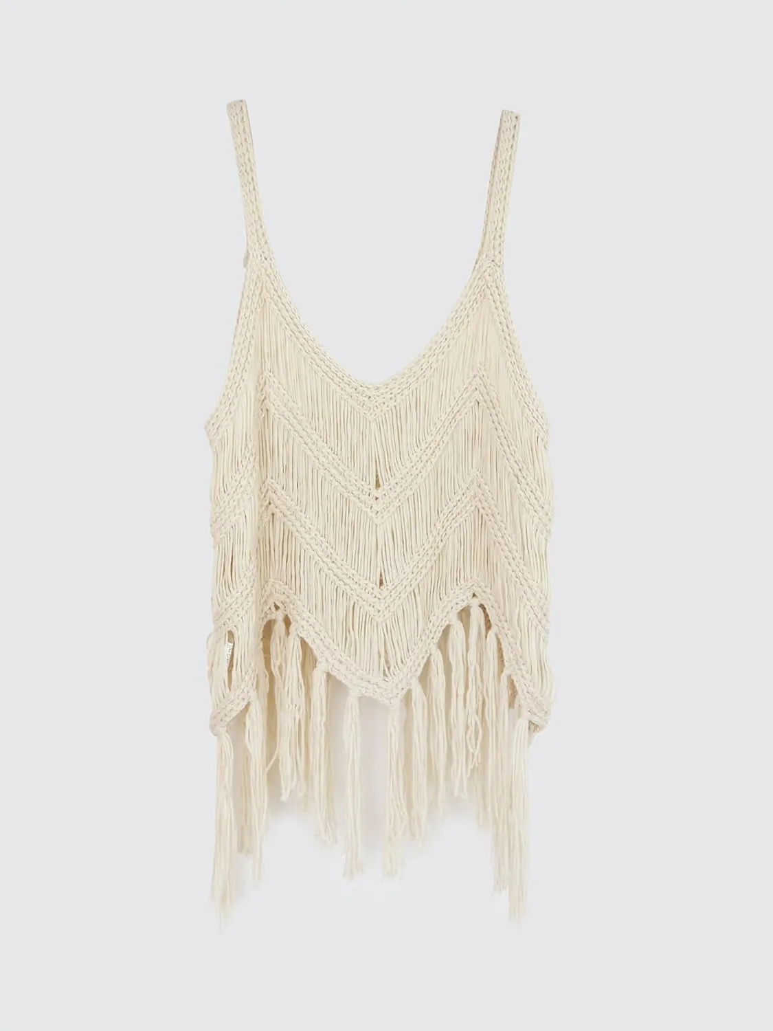 Womens Fringe Cami Western Cowgirl Tassel Tank Tops Sleeveless V-Neck Crochet Crop Top Boho Knitted Spaghetti Straps Vest