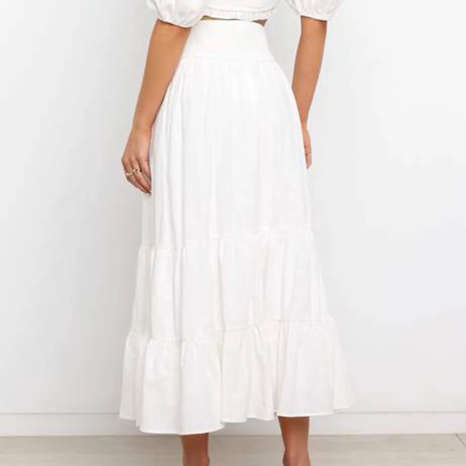 Womens High Waist Skirt Womens Skirts Pleated A-Line Swing Skirt Vintage Irregular Midi Skirts Ruffle Layered