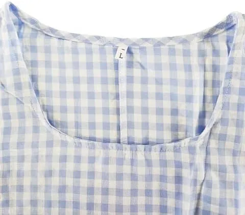 Women's Maxi Casual Cotton Linen Gingham Tank Dress Flowy Swing Loose Dresses Summer Beach Vacation Long Sundresses for Women