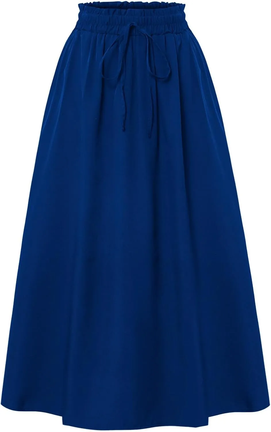Womens Maxi Skirt Summer Trendy Elastic High Waisted Boho Casual Beach Flowy Swing Long Skirts with Pockets