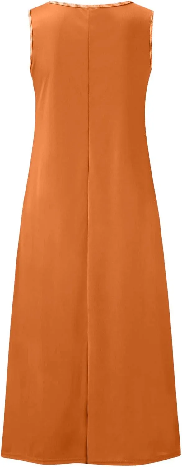 Women's Plus Size Casual Summer T Shirt Dresses Swing Tank Swing Beach Sundress with Pockets