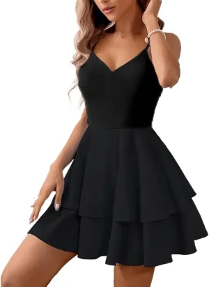Women's Sexy Backless Halter Dress with Adjustable Bow - Summer V-Neck Mini Dress for Parties