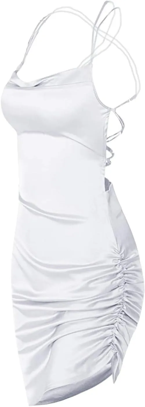 Women's Sexy Mini Dress Spaghetti Straps Bodycon Dress Split Hem Sundress Going Out Cocktail Evening Dresses