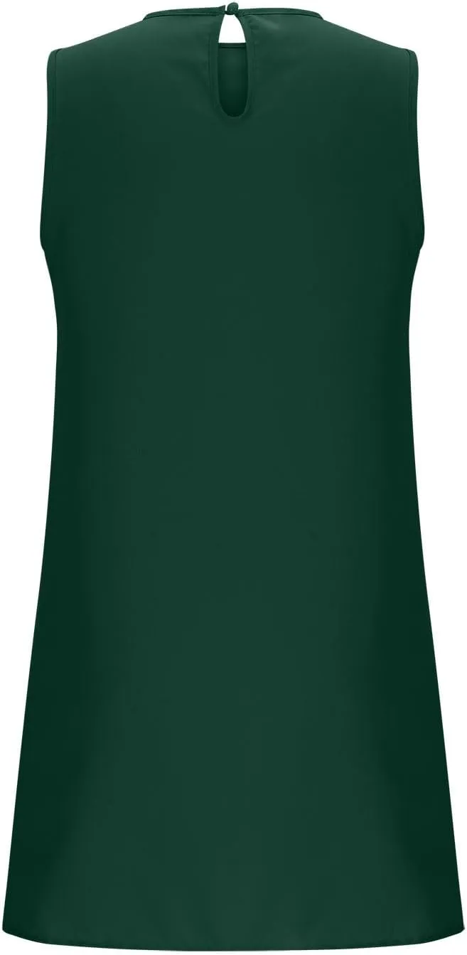 Womens Summer Dresses Casual Sleeveless Ruffle Hem Mini Dress Crewneck T Shirt Sundresses 2025 Loose Vacation Dress