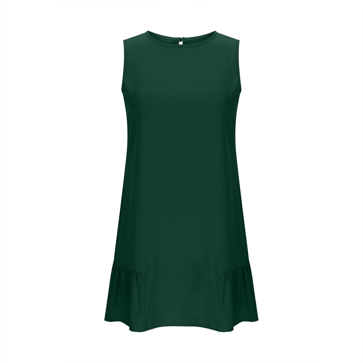 Womens Summer Dresses Casual Sleeveless Ruffle Hem Mini Dress Crewneck T Shirt Sundresses 2025 Loose Vacation Dress