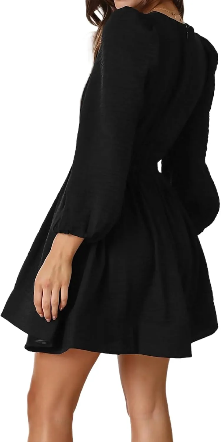 Women's Summer Mini Dress Deep V Neck Sundresses Sexy High Waist Ruffle Dresses Beach Trendy Dress 2025