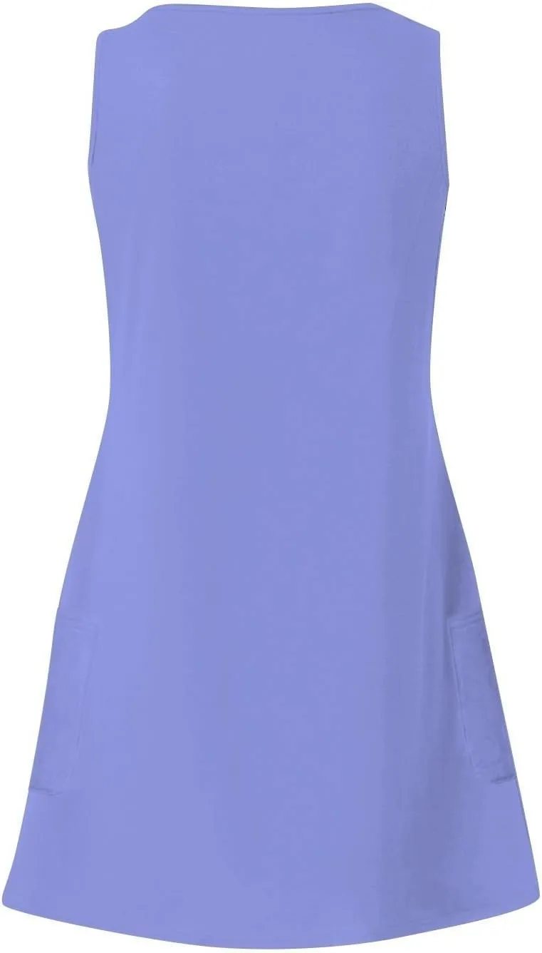 Womens Summer Mini Dress Sleeveless Loose V Neck Solid Tank Dress Casual Sleeveless Short Sundress with Pockets