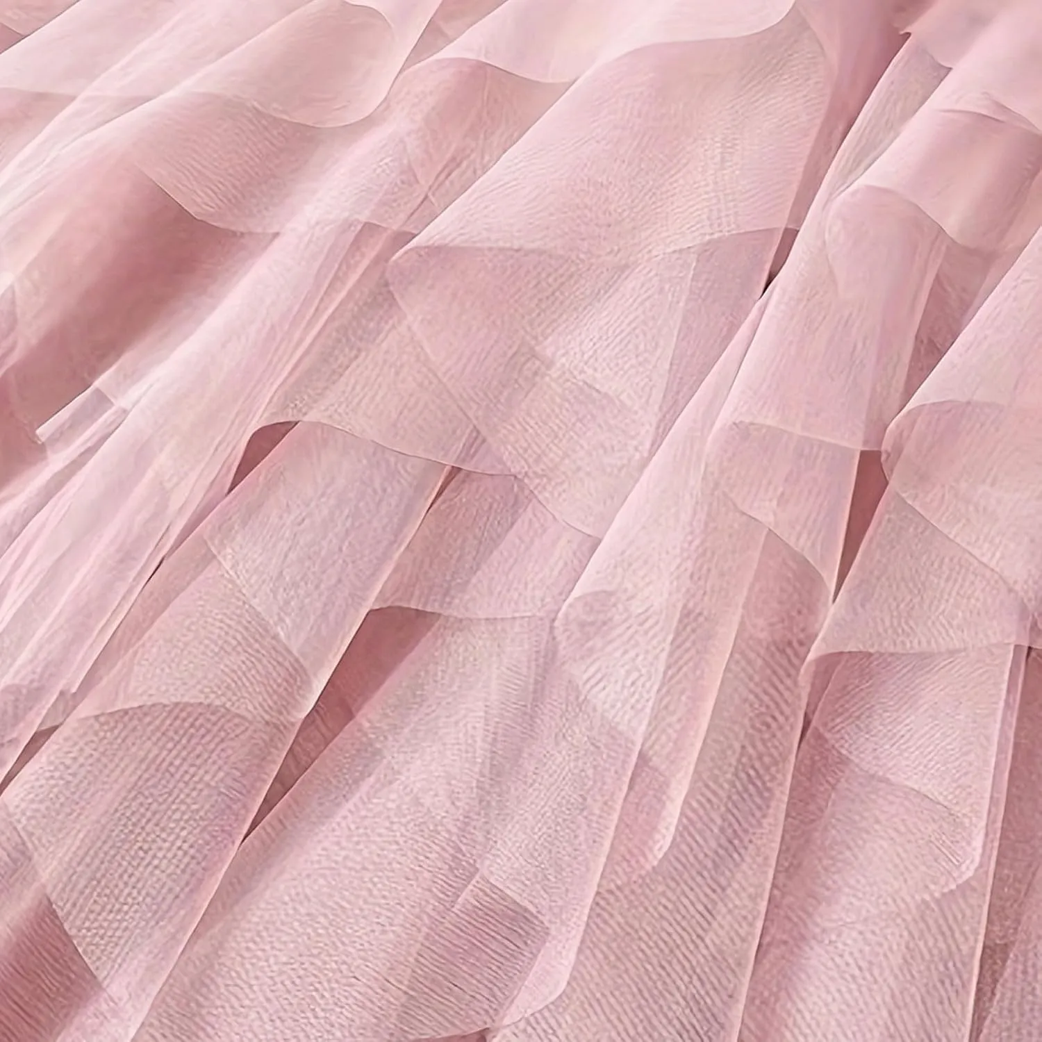 Women's Tulle Midi Skirt Elastic High Waist Flowy Pleated Skirts A line Swing Irregular Layered Mesh Fairy Tutu Skirt