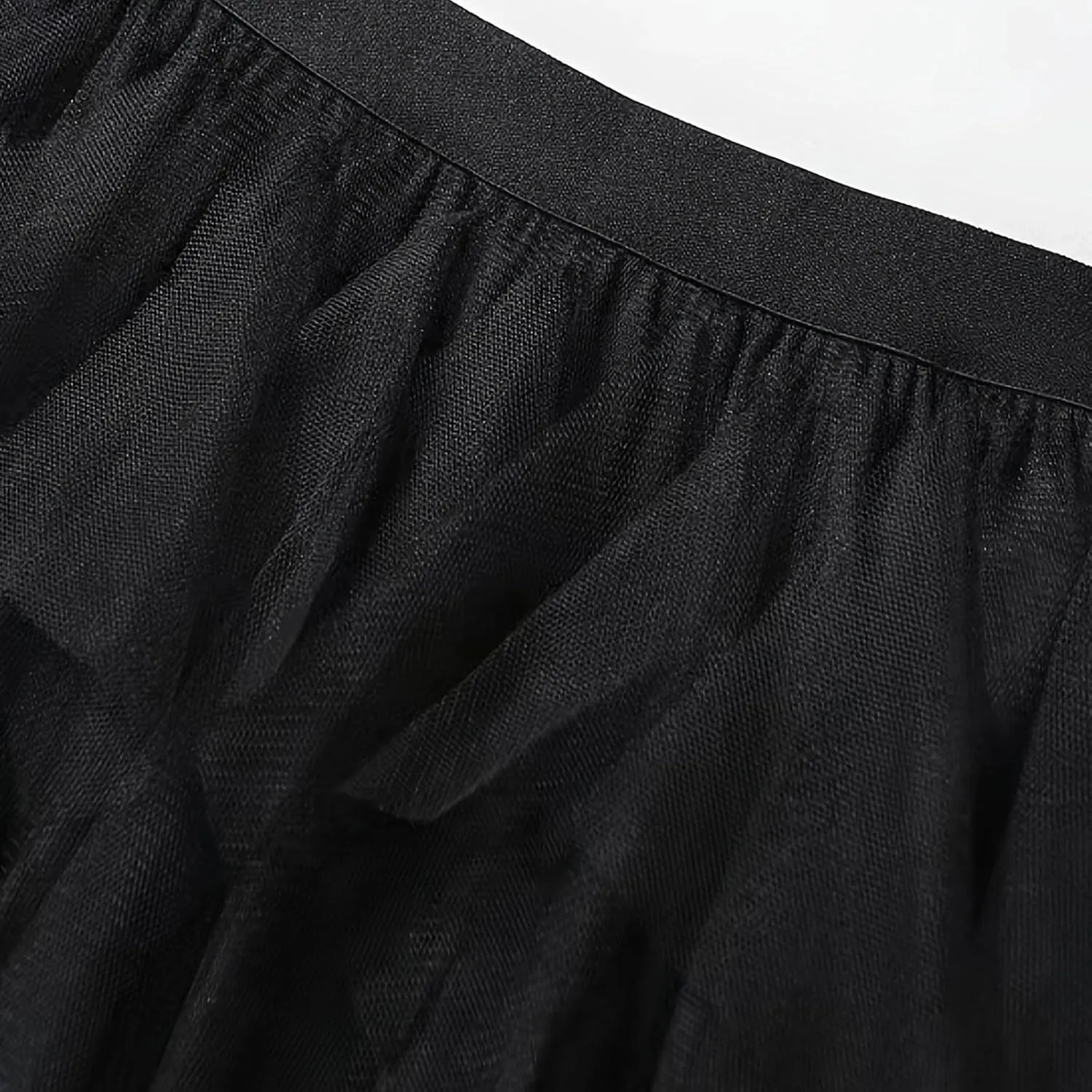 Women's Tulle Midi Skirt Elastic High Waist Flowy Pleated Skirts A line Swing Irregular Layered Mesh Fairy Tutu Skirt