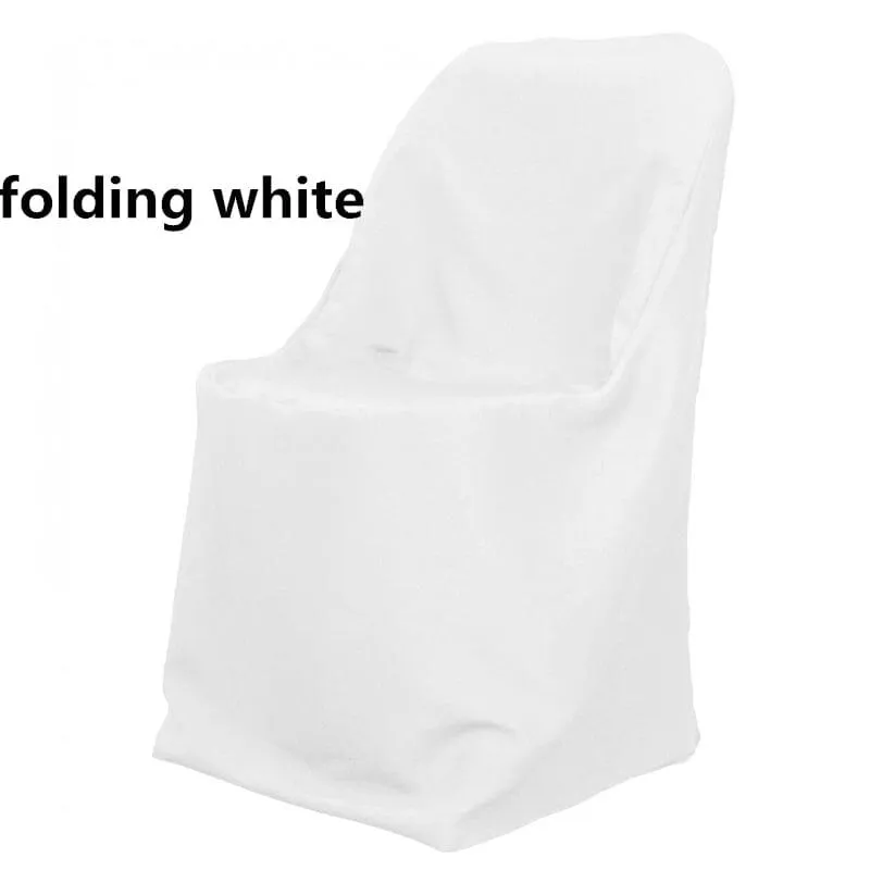 Wrinkle Free Folding Chair Covers | Scuba Folding Chair Cover | Chair Cover for Wedding, Event, Ballroom | White Ivory Black |