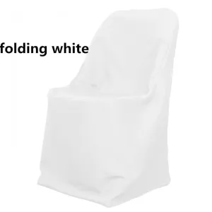 Wrinkle Free Folding Chair Covers | Scuba Folding Chair Cover | Chair Cover for Wedding, Event, Ballroom | White Ivory Black |