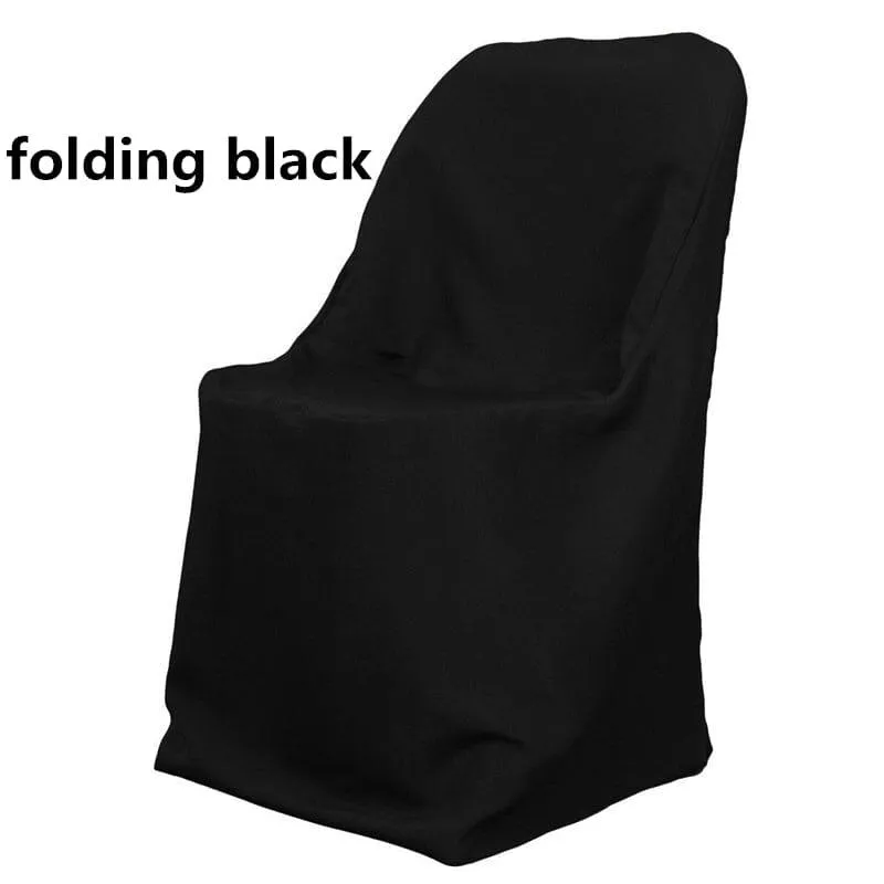 Wrinkle Free Folding Chair Covers | Scuba Folding Chair Cover | Chair Cover for Wedding, Event, Ballroom | White Ivory Black |