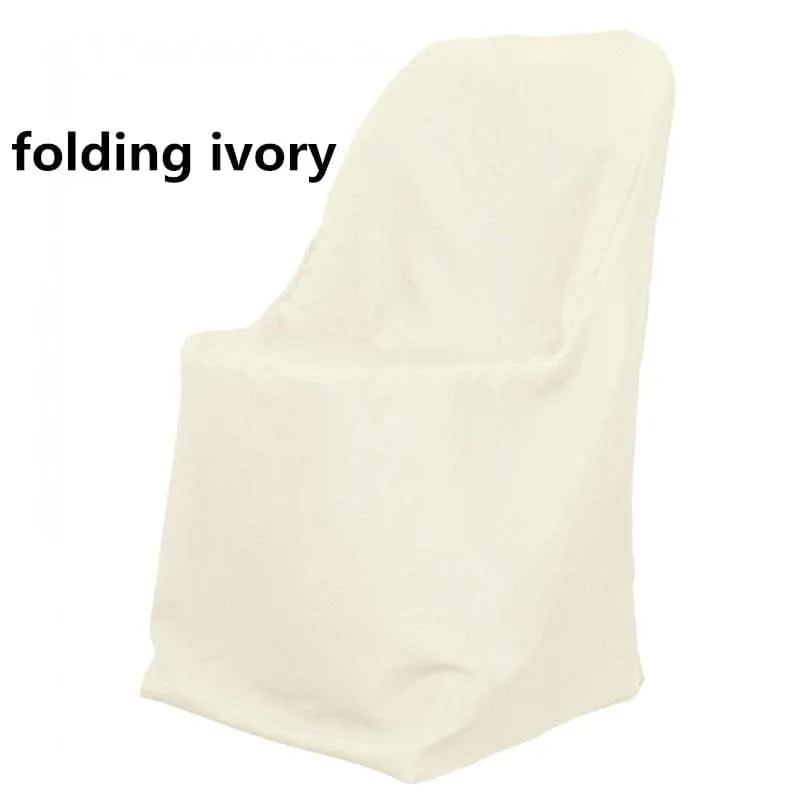 Wrinkle Free Folding Chair Covers | Scuba Folding Chair Cover | Chair Cover for Wedding, Event, Ballroom | White Ivory Black |