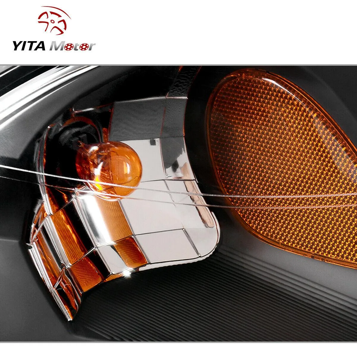 YITAMOTOR® 2000-2005 Chevy Impala Headlights Replacement Black Housing Amber Reflector Clear Lens