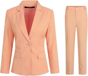 YYNUDA Women's Business Striped Suit Set 2 Piece Office Work Business Suits Blazer and Pant