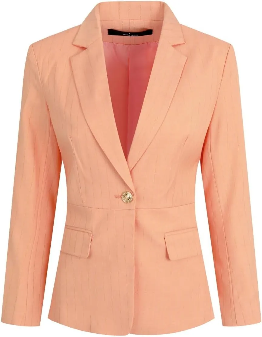 YYNUDA Women's Business Striped Suit Set 2 Piece Office Work Business Suits Blazer and Pant