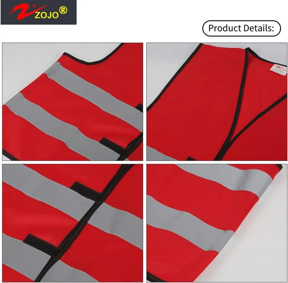 zojo High Visibility Safety Vests,10Pcs,Adjustable Size,Lightweight Mesh Fabric, Fits for Men and Women