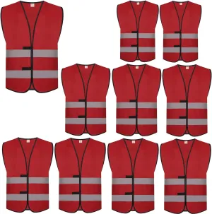 zojo High Visibility Safety Vests,10Pcs,Adjustable Size,Lightweight Mesh Fabric, Fits for Men and Women