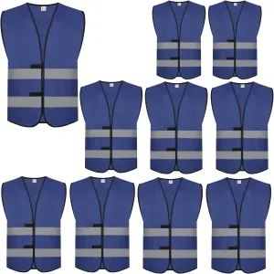 zojo High Visibility Safety Vests,10Pcs,Adjustable Size,Lightweight Mesh Fabric, Fits for Men and Women