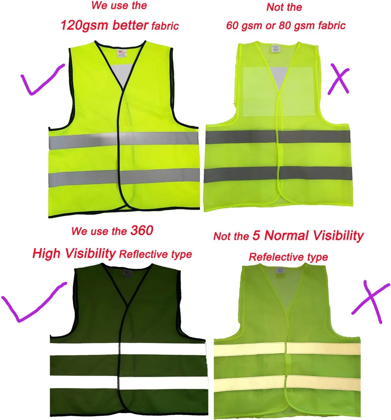 zojo High Visibility Safety Vests,10Pcs,Adjustable Size,Lightweight Mesh Fabric, Fits for Men and Women