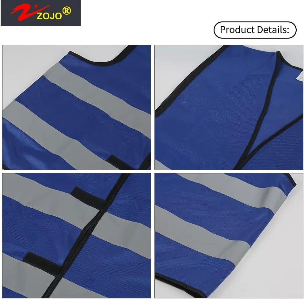 zojo High Visibility Safety Vests,10Pcs,Adjustable Size,Lightweight Mesh Fabric, Fits for Men and Women