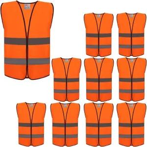 zojo High Visibility Safety Vests,10Pcs,Adjustable Size,Lightweight Mesh Fabric, Fits for Men and Women