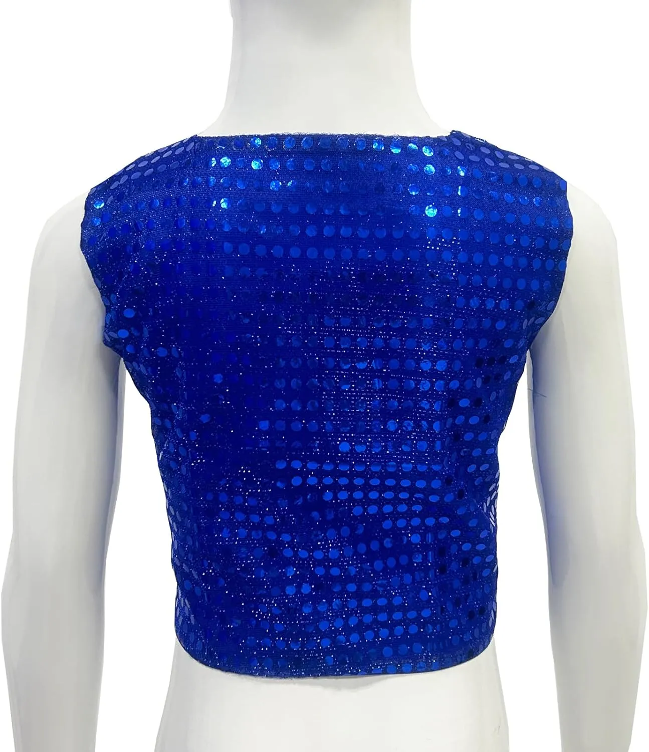 ZUYPSK Boys' Girls' Shiny Party Vests Glittery Sequined Hip-hop Jazz Dance Stage Performance Jacket Waistcoat